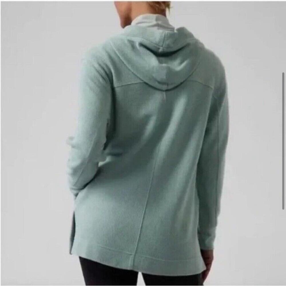 Athleta Coaster Luxe Waffle Hoodie Long Sleeve Sweatshirt in Seafoam Green Sz L - Picture 2 of 14